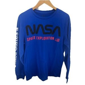 NASA Space Exploration Long SleeveShirt by Well Worn, Adult Large Blue